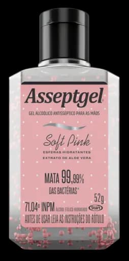 Álcool em Gel Antisséptico Com Esferas Hidratantes Asseptgel Soft Pink — alcool em gel antisseptico com esferas hidratantes asseptgel soft pink 52g
