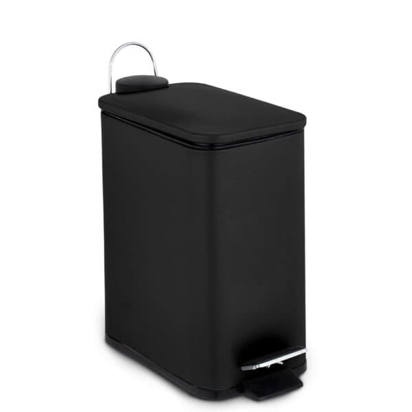 Lixeira metal retangular c/pedal 5l. preto acetinado  Mood