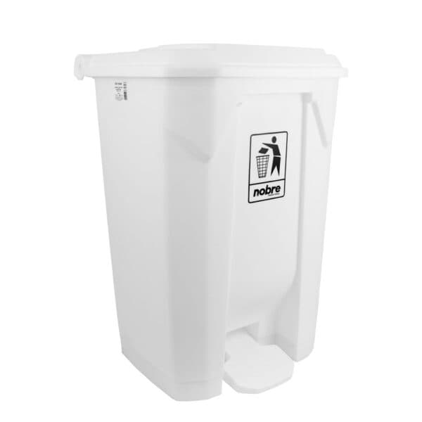 Lixeira plastica c/pedal 80L.branca – Nobre