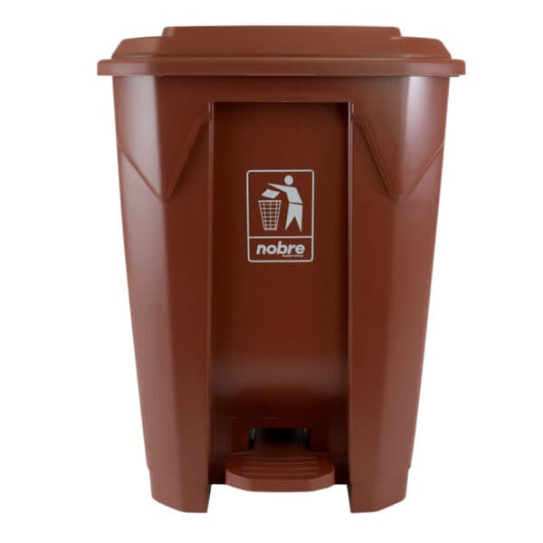 Lixeira plastica c/pedal 50l. marrom – Nobre