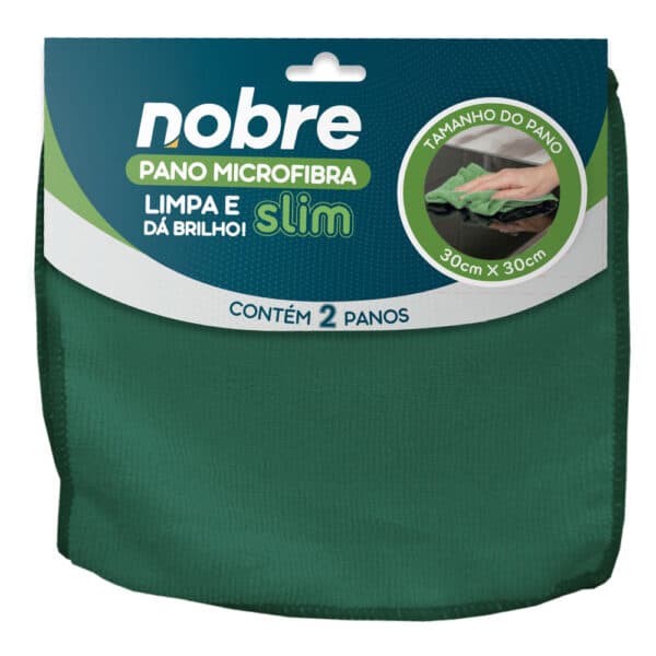 Pano de microfibra 30x30cm ( pacote c/ 2 unid.) verde Slim – Nobre