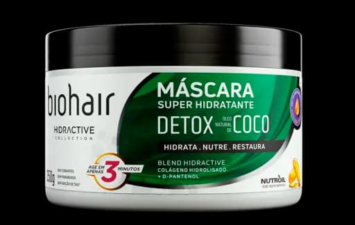 HIDRACTIVE MÁSCARA CONDICIONADORA DETOX BIOHAIR — biohair hidractive mascara cond detox oleo de coco