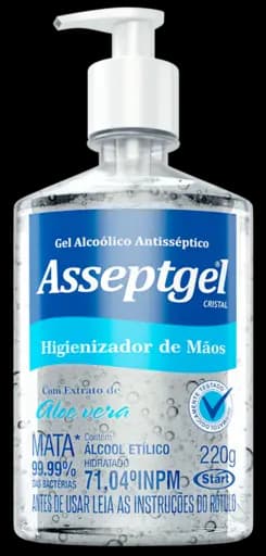 Álcool em Gel Antisséptico Asseptgel Cristal — 220g