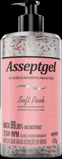 Álcool em Gel Antisséptico Com Esferas Hidratantes Asseptgel Soft Pink — alcool em gel antisseptico com esferas hidratantes asseptgel soft pink 420g
