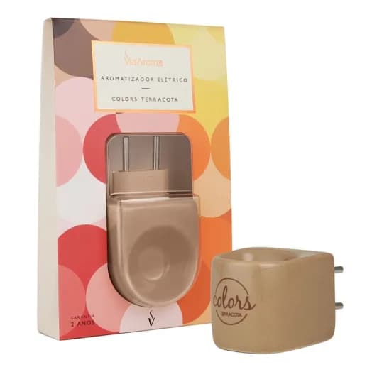 Difusor Aromatizador Elétrico Bivolt Colors Terracota Via Aroma - Bege