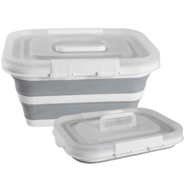 caixa organizadora retratil c/ tampa 7L cinza/branco – Mood
