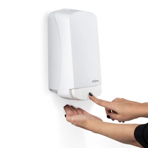 Dispenser p/sabonete liq./álcool gel 800ml (c/ reserv.val. Xpro) emb. ind. inox branco – Select – Nobre