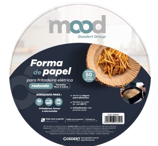 Forma de papel redonda descartável p/ fritadeira elétrica – Mood