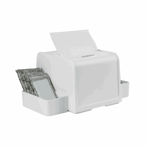 Dispenser p/guardanapo interfolhado (c/ porta sachê) branco – Nobre