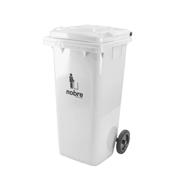 Coletora plastica 120l. c/rodas (mod. europeu) branca Nobre