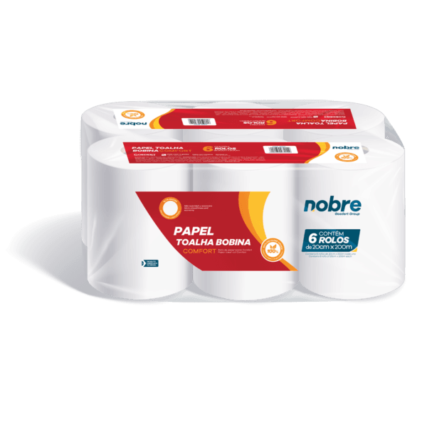 Papel toalha bobina c/6x20cmx200m (fardo/celulose virgem) Comfort – Nobre