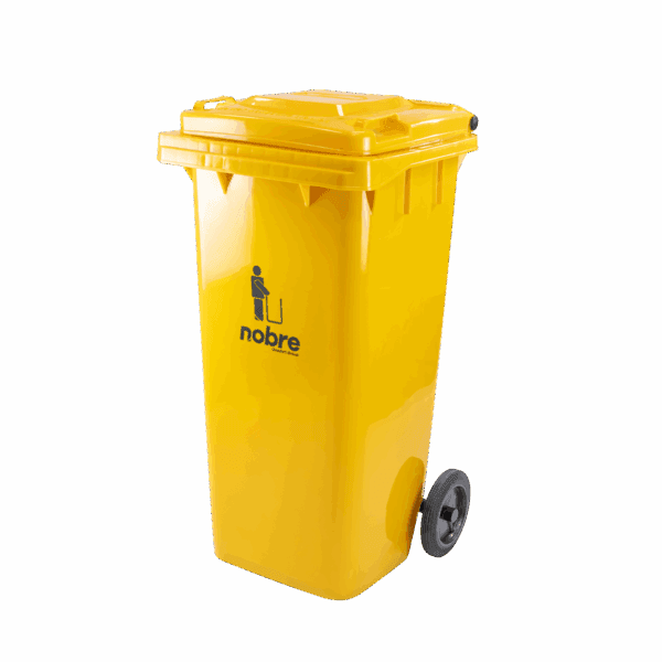 Coletora plastica 120l. c/rodas (mod. europeu) amarela – Nobre