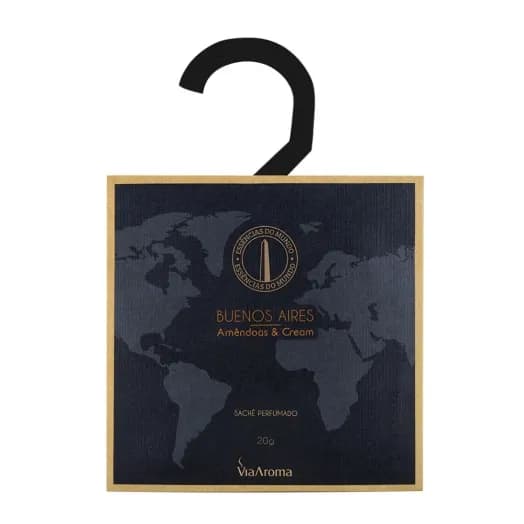Sachê Perfumado Buenos Aires Amêndoas & Cream Linha Mundo Via Aroma - 20g