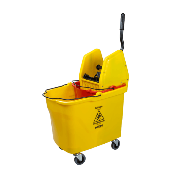 Carro balde 35l (c/divisor de agua, balde verm., sistema quebra-onda c/espremedor) amarelo – Nobre