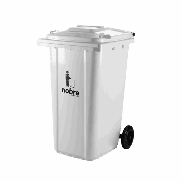 Coletora plastica 240l. c/rodas (mod. europeu) Branca- Nobre