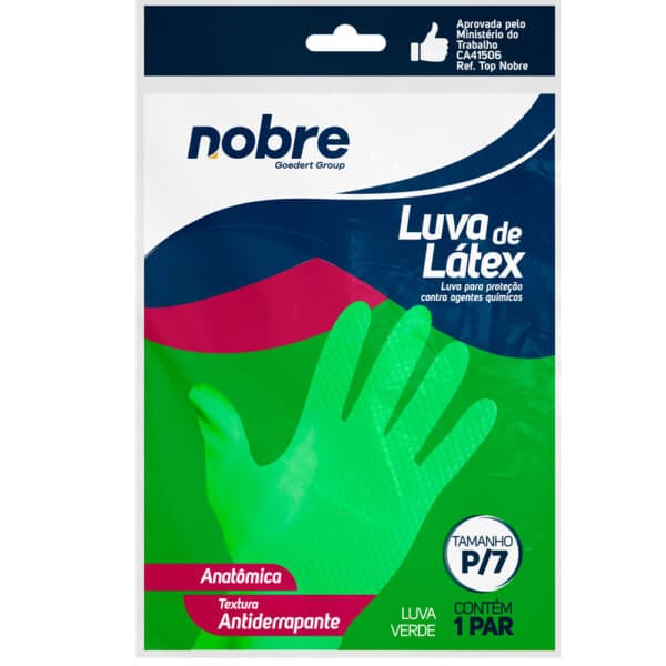 Luva de borracha/latex SL “P” verde CA 41506 – Nobre
