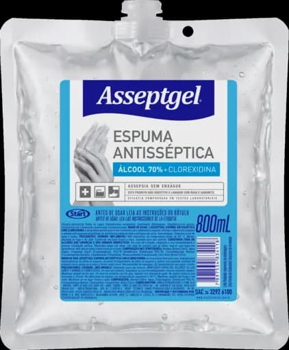 Espuma Antisséptica Com Clorexidina Asseptgel — bag 800ml