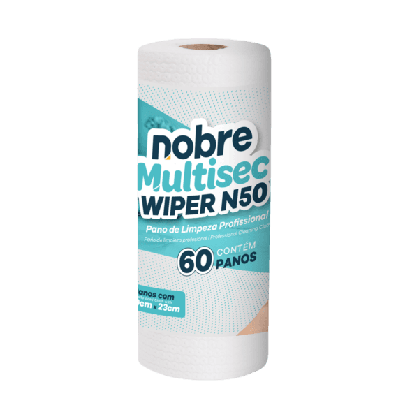 Pano wiper N50 limpeza profissional (rolo com 60 panos de 20cm x 23cm) branco – NOBRE