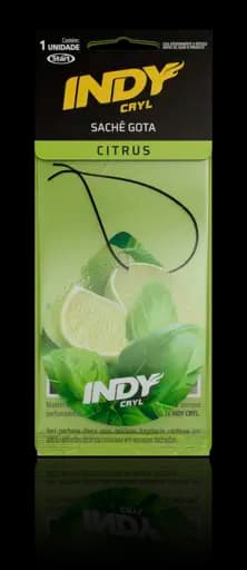 SACHÊ GOTA AROMATIZANTE CITRUS INDY CRYL — indy folha aromatizante p carro citrus 6x1