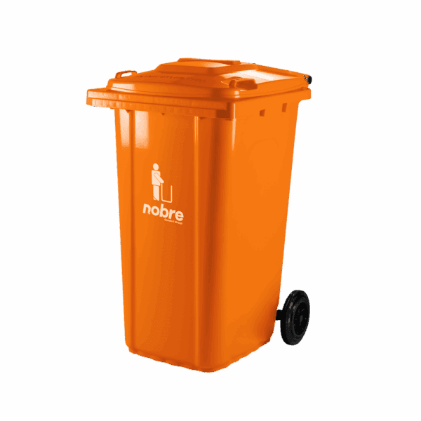 Coletora Plástica c/ Rodas – 240l – Laranja – Mod. Europeu – Nobre