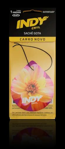 SACHÊ GOTA AROMATIZANTE CARRO NOVO INDY CRYL — indy folha aromatizante p carro carro novo 6x1