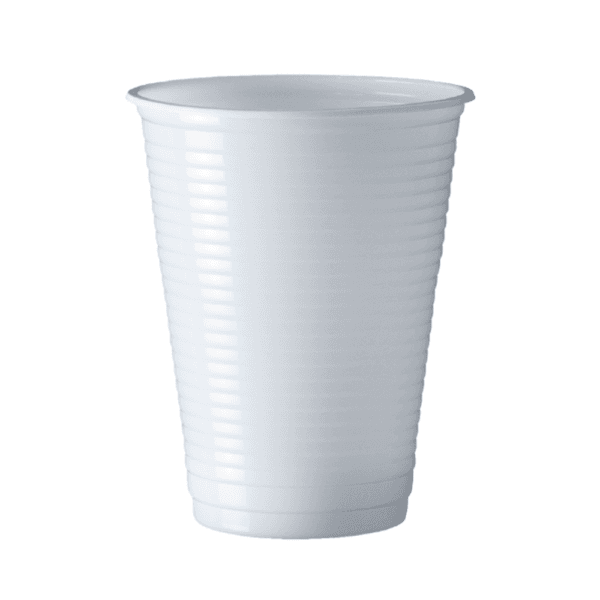 Copo plástico p/água 180ml. ABNT (tira c/100un.) branco – Minaplast