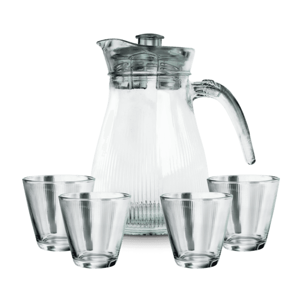 Conjunto 5 peças em vidro (jarra 1l + 4 copos 270ml) – Global