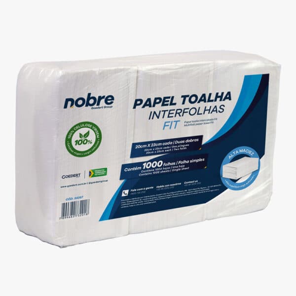 Papel Toalha Interfolhas Fit – 20x23cm – c/ 1000fls – Nobre
