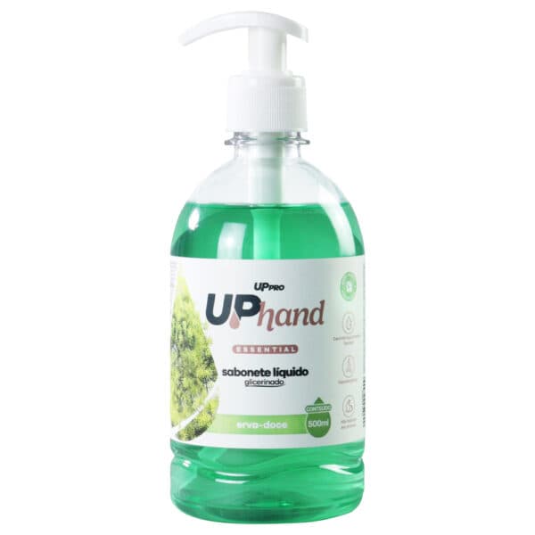 Sabonete líquido glicerinado frasco pump 500ml erva doce Up Hand essential – UPPRO