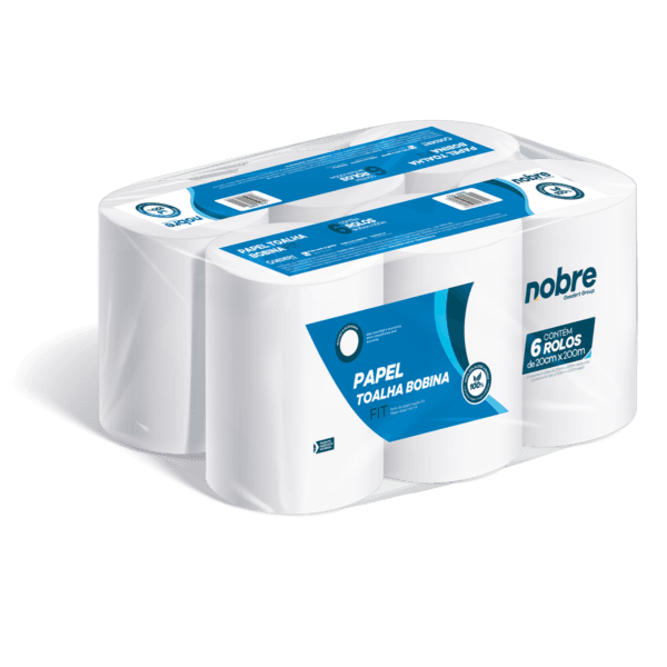 Papel toalha bobina c/6x20cmx200m (fardo/folha simples/ celulose virgem) Fit – Nobre
