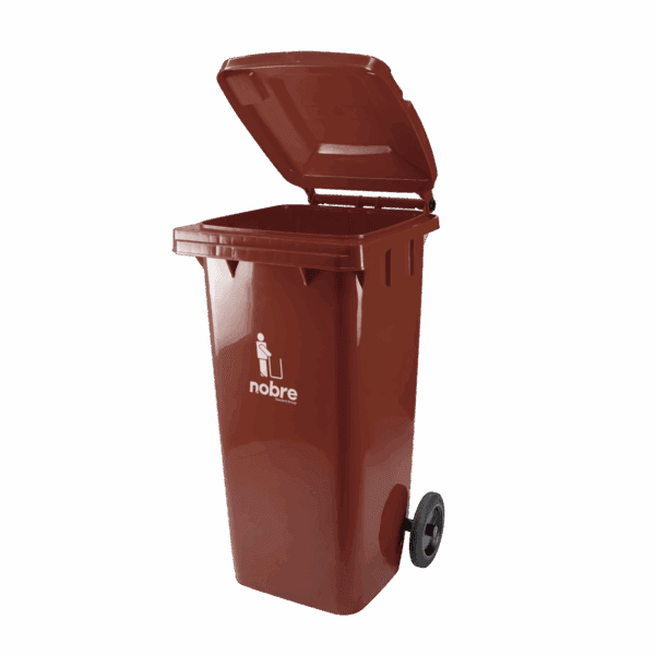 Coletora Plástica c/ Rodas – 120l – Marrom – Mod. Europeu – Nobre
