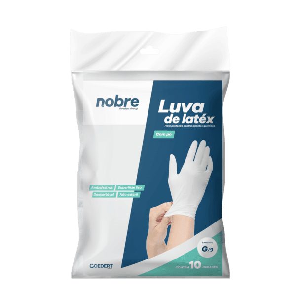 Luva Látex c/ Pó – Proteção Contra Agentes Quím. – G – c/10unid. – Nobre