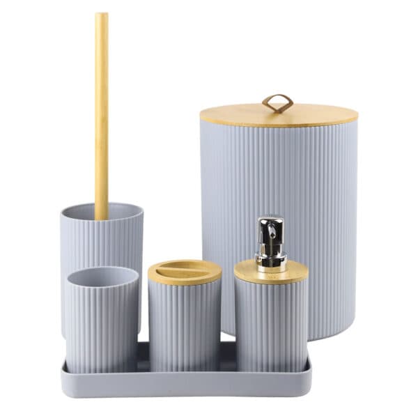Conjunto p/ banheiro c/6pçs cinza Nature – Mood