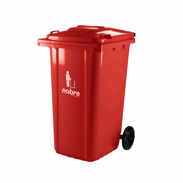 Coletora plastica 240l. c/rodas (mod. europeu) Vermelho – Nobre