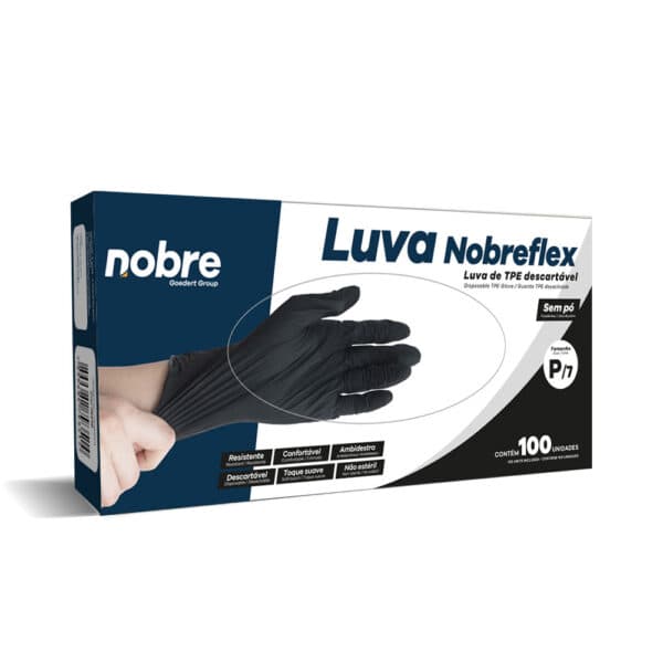 Luva Tpe Sem Pó – Preto – P – c/100unid. – Nobreflex Nobre