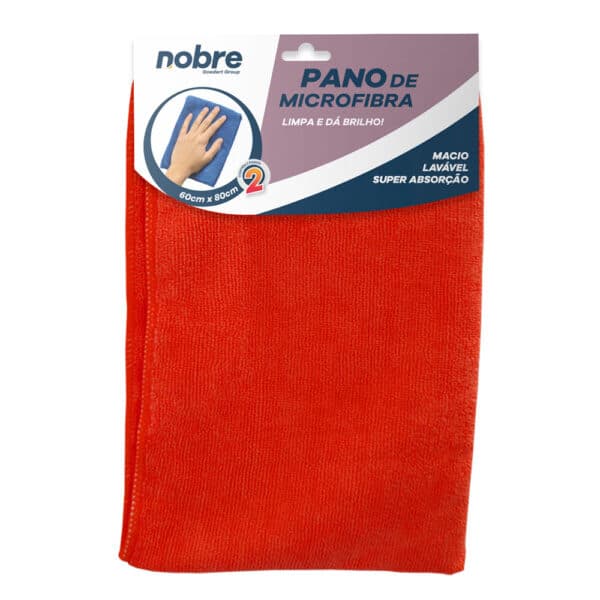 Pano de Microfibra – 60x80cm – Vermelho – c/ 2unid. – Nobre