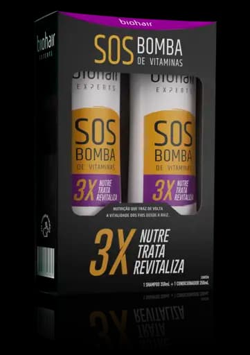 KIT SHAMPOO/CONDICIONADOR SOS BOMBA DE VITAMINAS BIOHAIR — biohair kit shampoocondicionador sos bomba de vitaminas