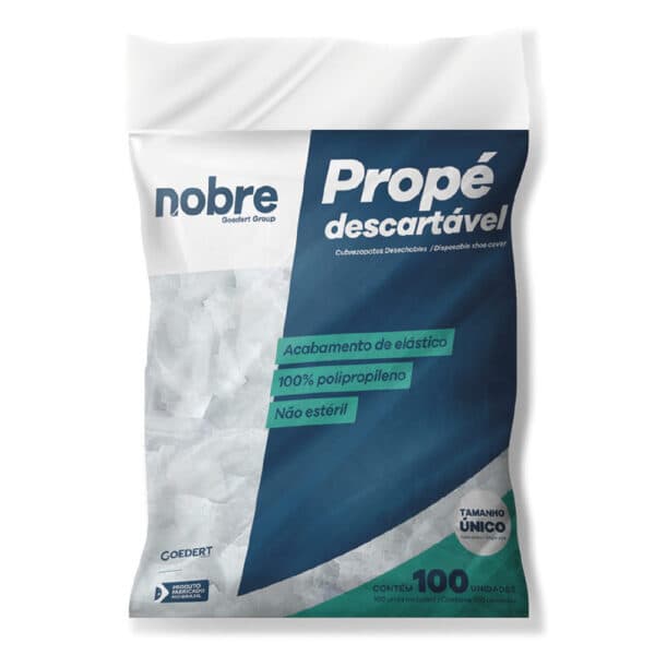 Prope sapatilha descartavel em TNT sanfonado 15gr (pacote c/ 100unid.) – Nobre