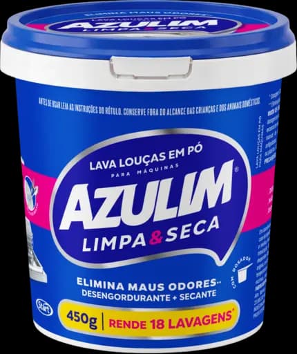Lava Louças Em Pó Para Máquinas Azulim Limpa & Seca — 6x450g