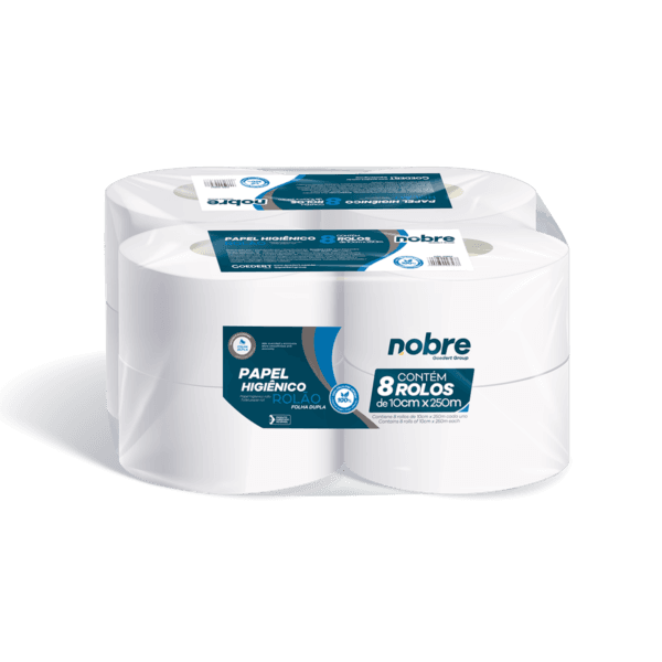 Papel higiênico rolão c/8x10cm.x250m. (folha dupla celulose virgem) – Nobre