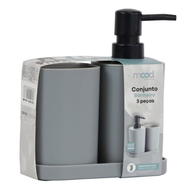 Conjunto p/ banheiro c/3pçs quadrado cinza – Mood
