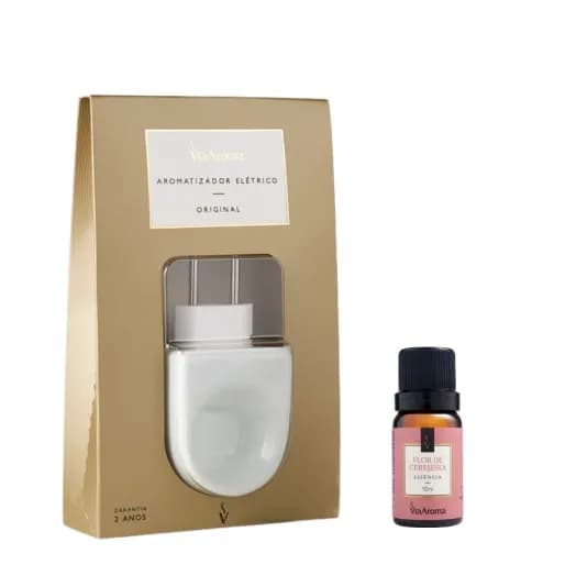 Kit Aromatizador Elétrico Original mais 1 Essência Via Aroma - Flor de Cerejeira