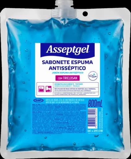Sabonete Espuma Com Triclosan Bag Asseptgel — sabonete espuma com triclosan bag asseptgel 800ml