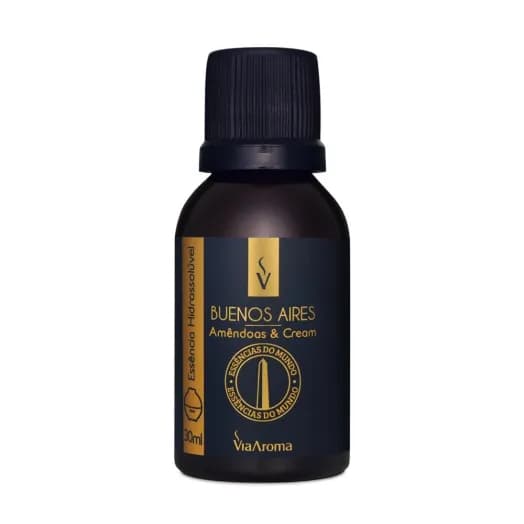 Essência Hidrossolúvel Buenos Aires Amêndoas & Cream Linha Mundo Via Aroma - 30ml