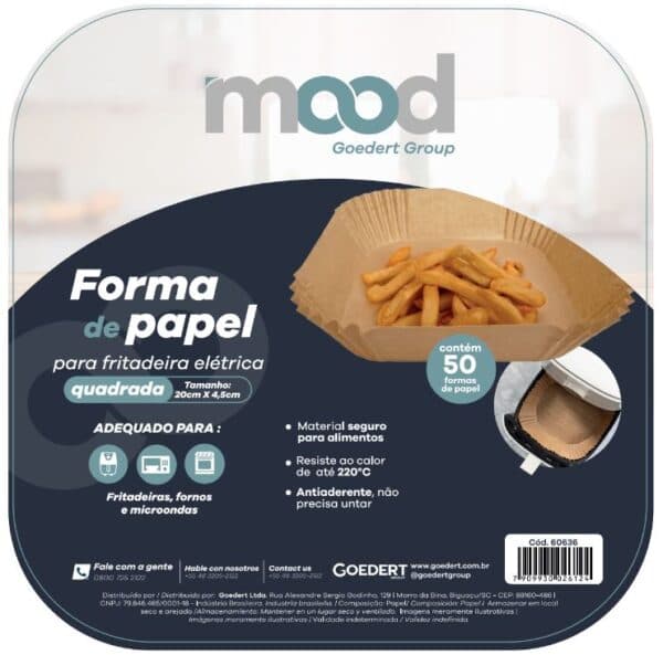 Forma de papel quadrada descartável (20cm x20cm) p/ fritadeira elétrica – Global – Mood