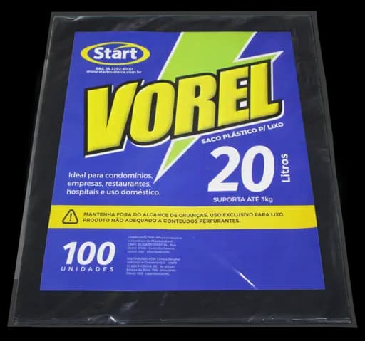 Saco Lixo Preto Vorel — sc lixo pt 20l 40x50x005 100x1 vorel