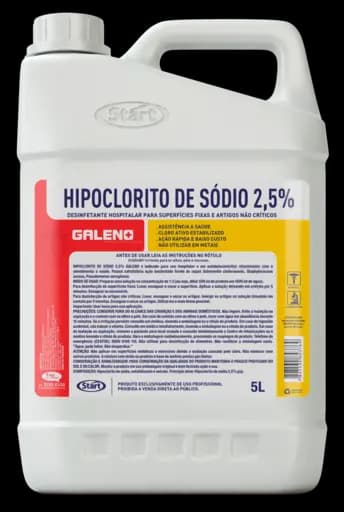 Hipoclorito de Sódio Galeno — hipoclorito de sodio 25 galeno 4x5l