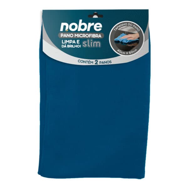 Pano de microfibra 40x60cm ( pacote c/ 2 unid.) azul Slim – Nobre