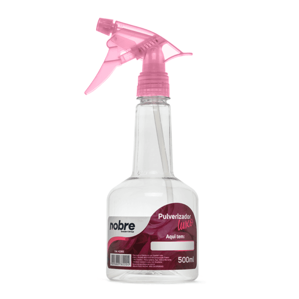 Pulverizador Transparente Luxo – c/ Gatilhão – Floral Rosa – 500ml – Nobre