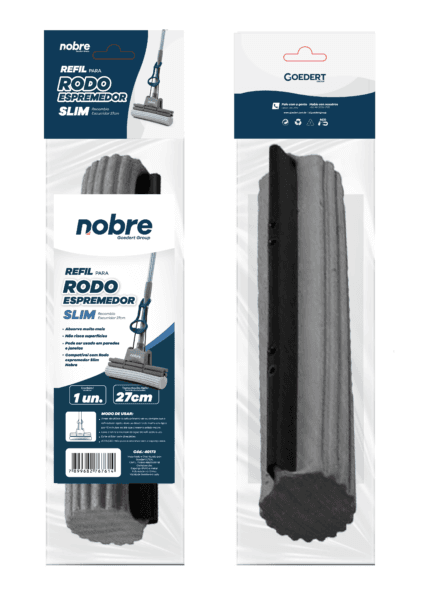 Refil do rodo de espuma 27cm. (c/espremedor duplo) Slim – Nobre
